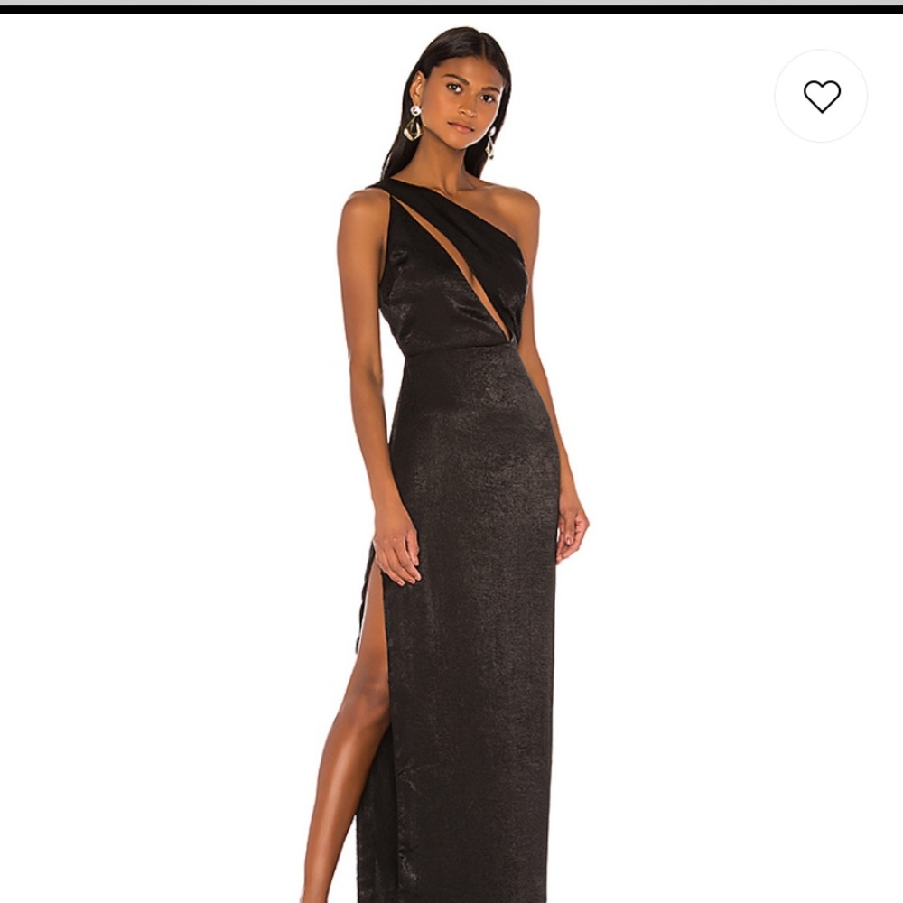 Black silk revolve gown with slit/NEMESIS GOWN